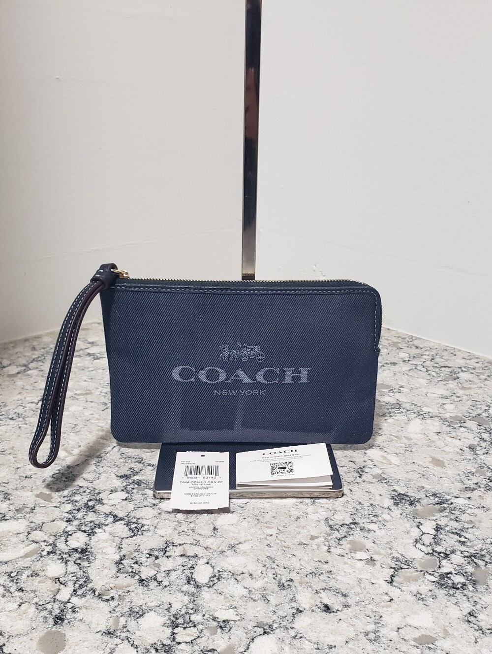 Coach Denim Large Corner Zip Wristlet w/ Tags EUC